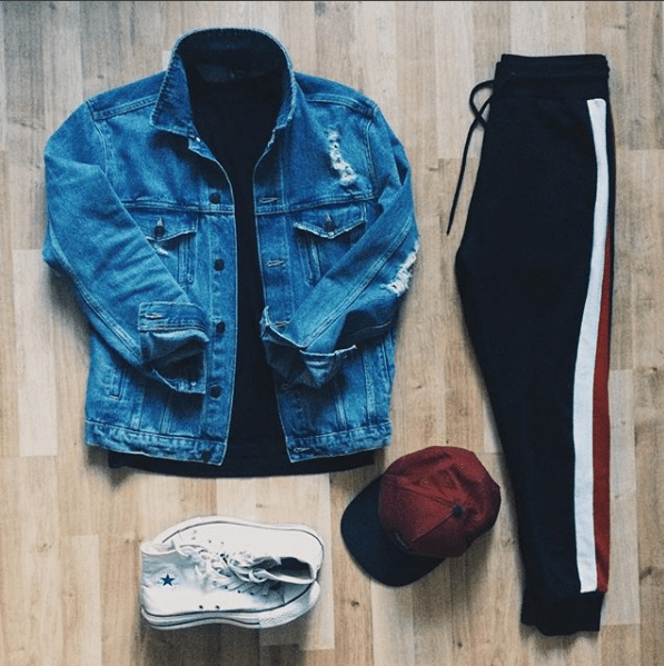 Zestaw #6: Kurtka jeansowa + spodnie lampasy