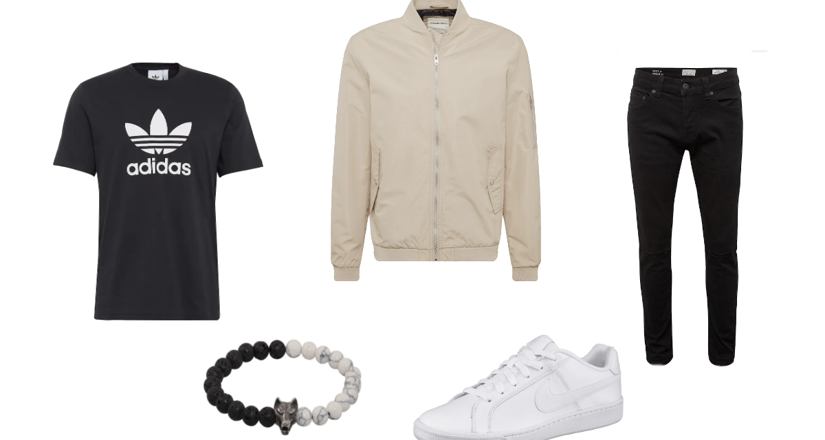 Zestaw #9: Przejściowa kurtka, koszulka Adidas i jeansy